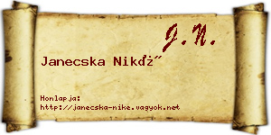 Janecska Niké névjegykártya